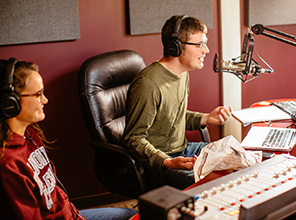 students at the campus radio station