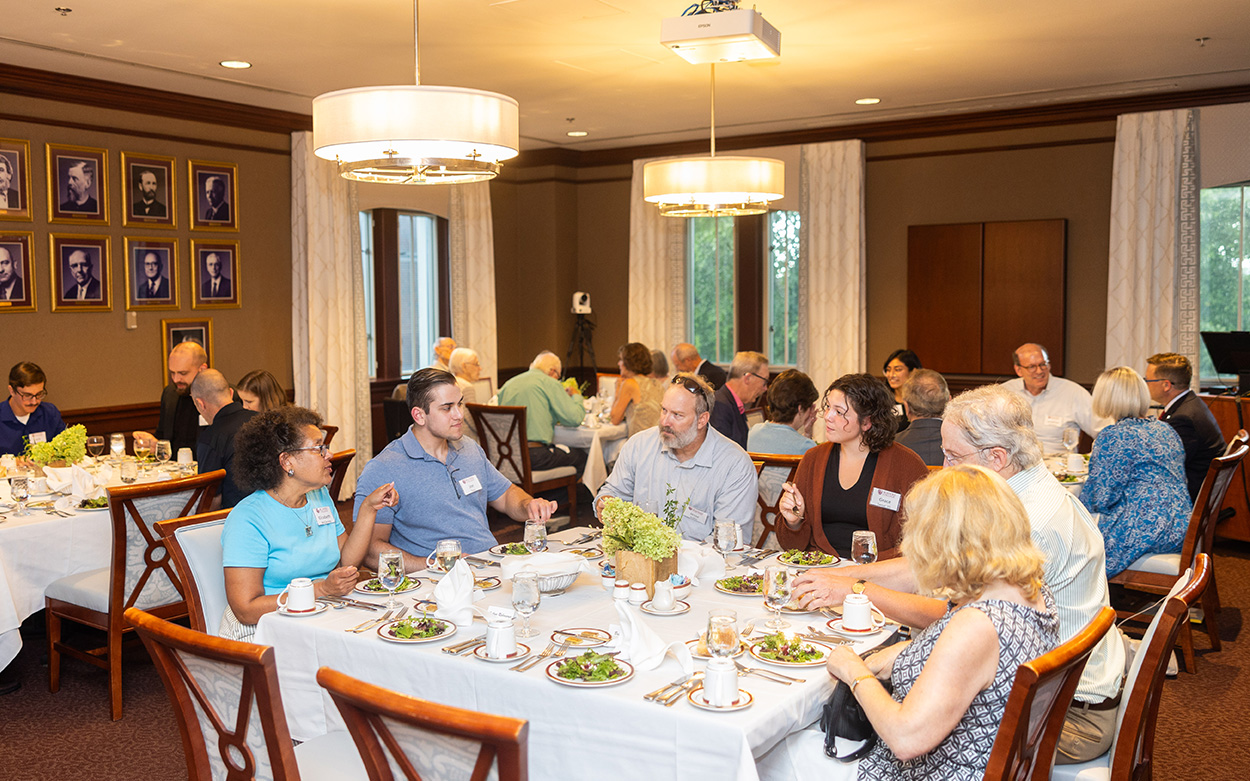 Students, campus leaders and community members gathered on campus in the Presidents' Dining Room