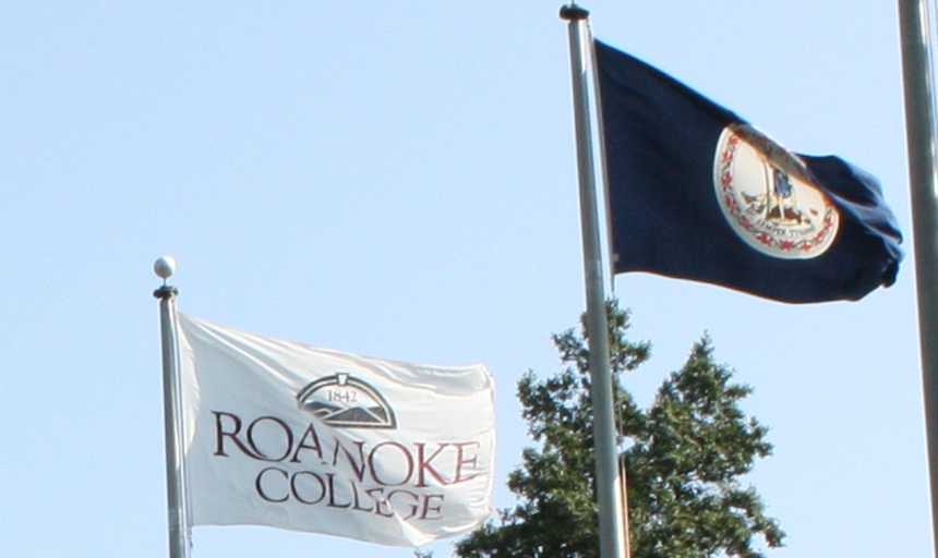 Roanoke College and Virginia flags