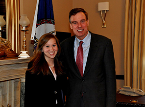 Class of 2013 alum Maggie Anderson works for the office of Virginia Senator Mark Warner as a legislative correspondent