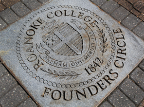 The seal in front of the administration building
