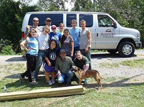 A group of students who worked with Habitat for Humanity in St. Paul, Virginia