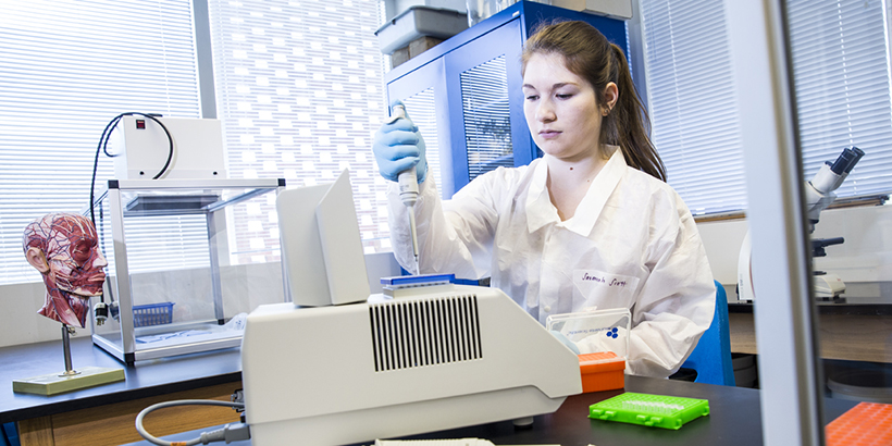 a biology student working on research