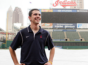 Student at major league baseball stadium