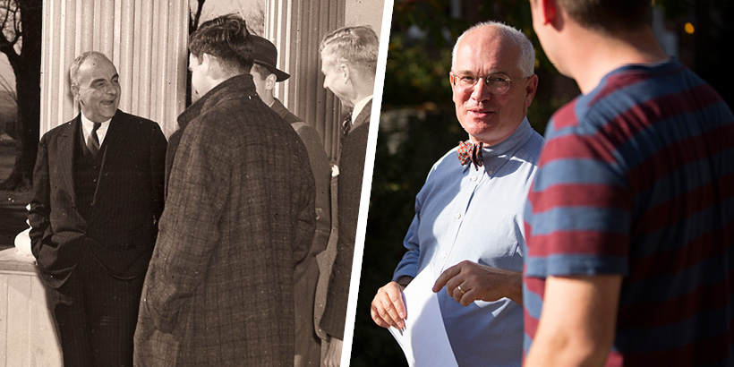 A photo of President Charles next to a photo of President Maxey