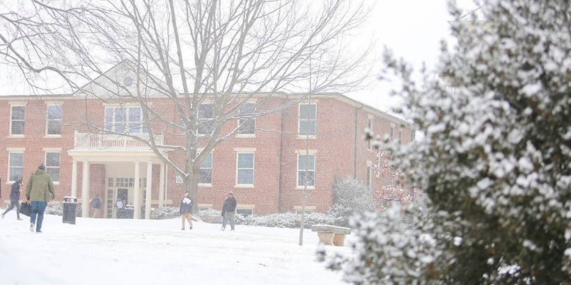miller hall in the snow