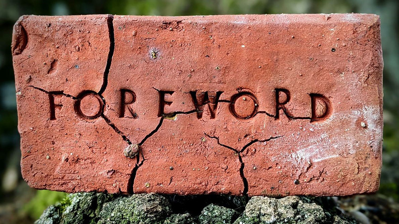 clay brick stamped with the word: foreword