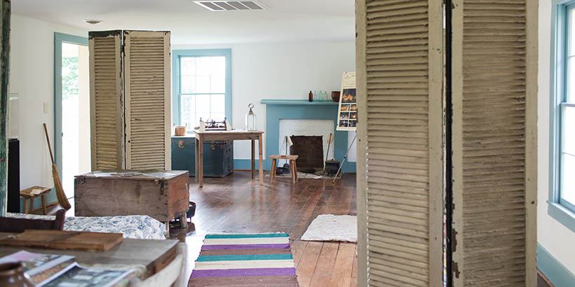 A room inside the renovated slave quarters