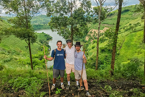 students on a hike in Uganda