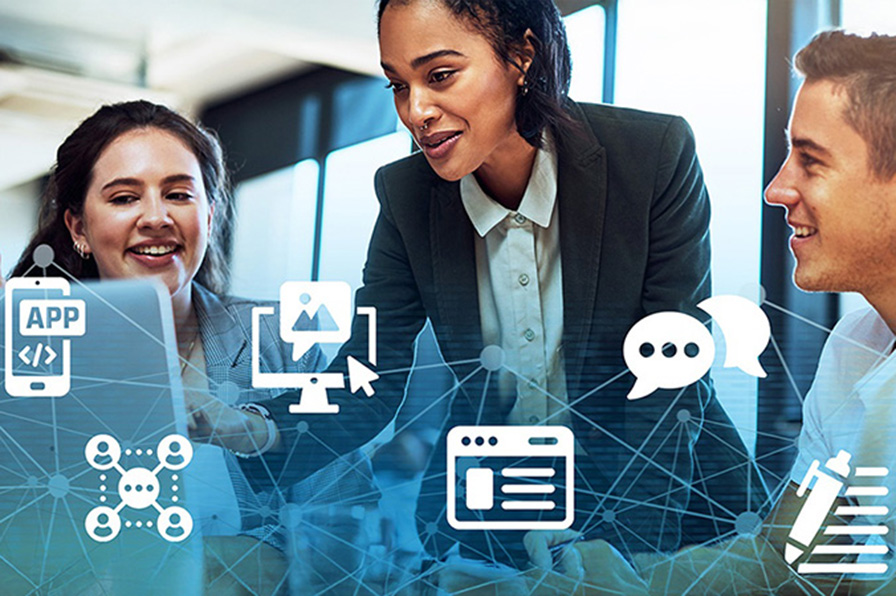 Graphic overlayed on three figures