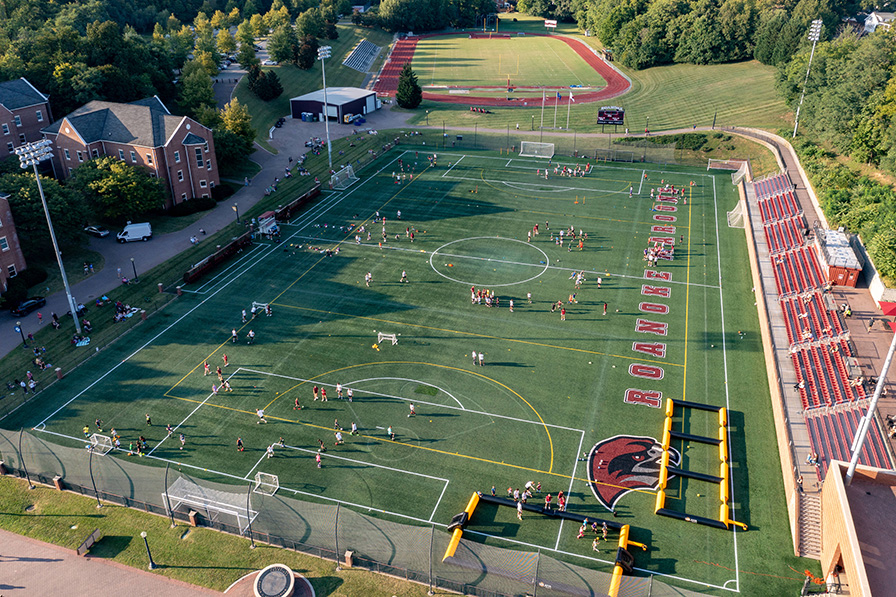 aerial shot of Kerr field soccer clinic