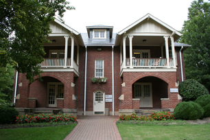 Front view of College Hall, where the business office is located 