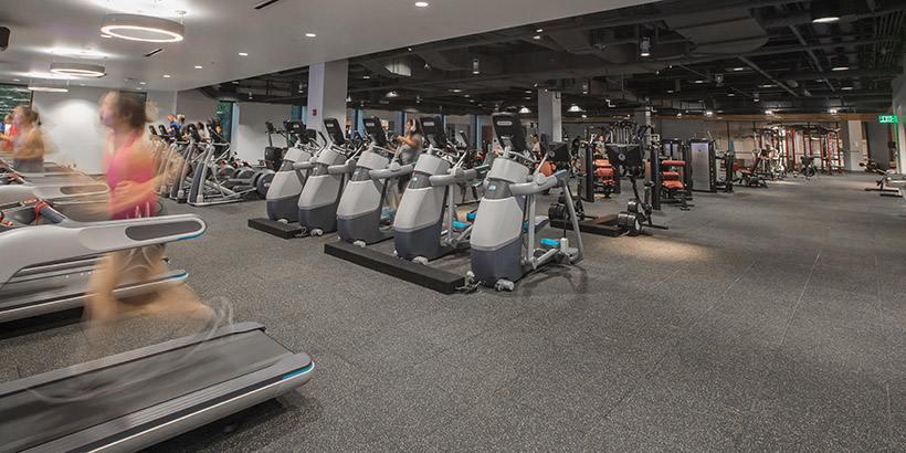 Inside the fitness center in the cregger center