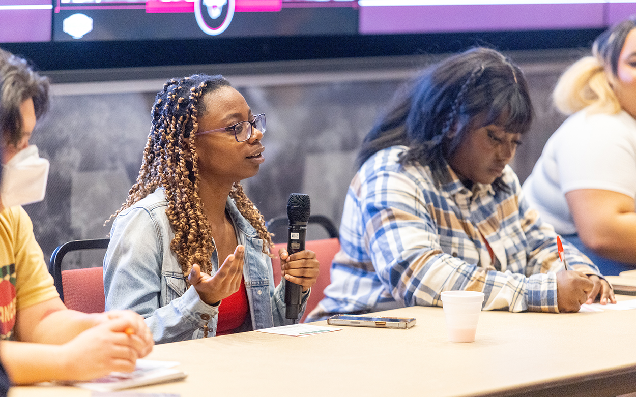students on black history month panel