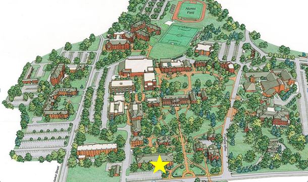 map of campus showing where crawford hall is