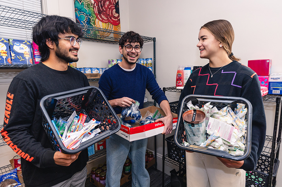Students in the food pantry
