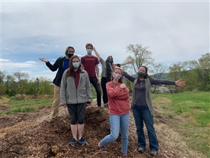 students looking at tree