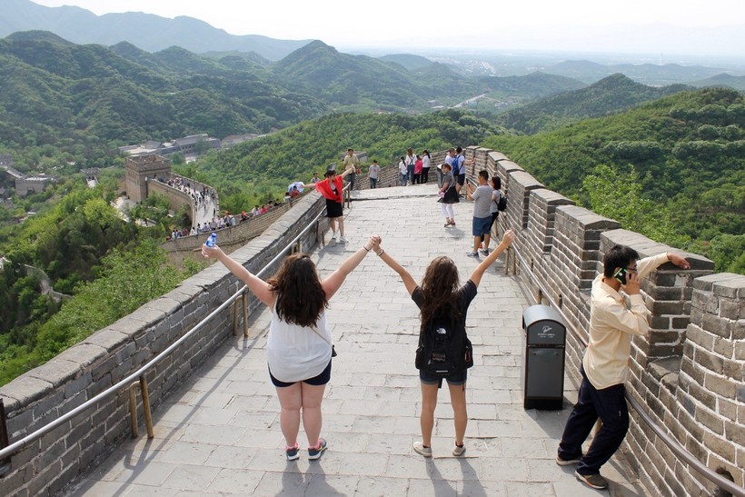 Students on the Great Wall of China