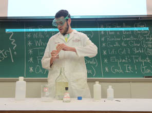 Thane Jones presenting an experiment to his class
