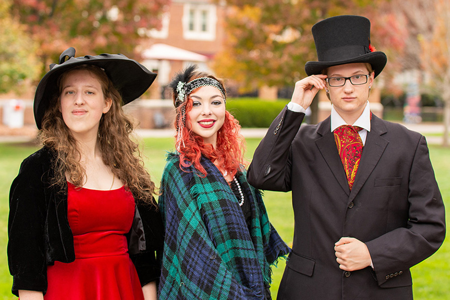 students dressed in period garb 