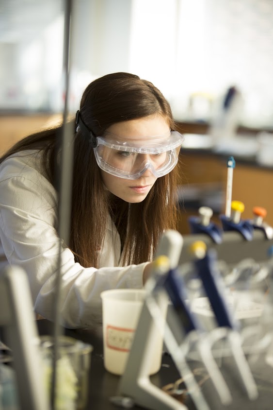 student working in a lab