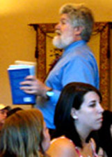 Dr. Bill Franz speaking with students