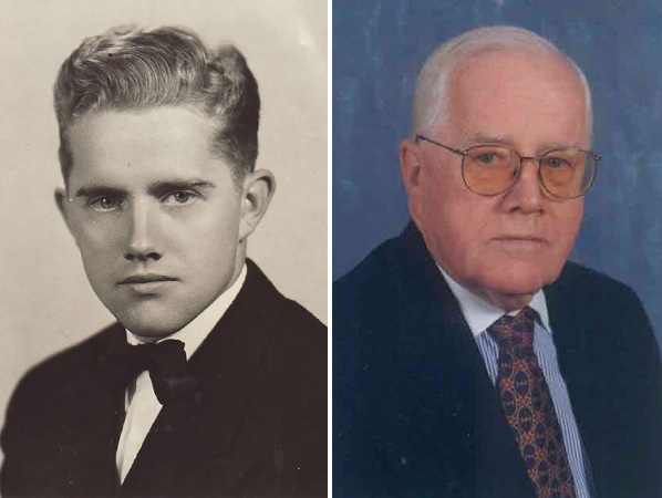 Side-by-side photos of Judge Turk as a young man and later in life