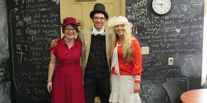 Students dressed up for founder's day