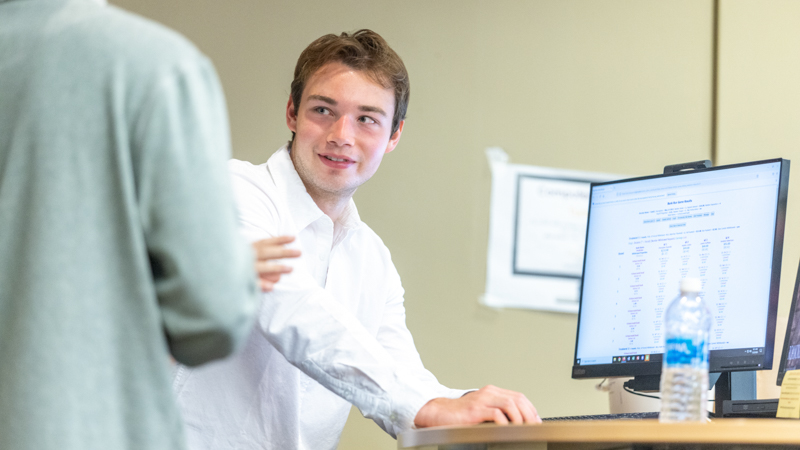 student at a computer