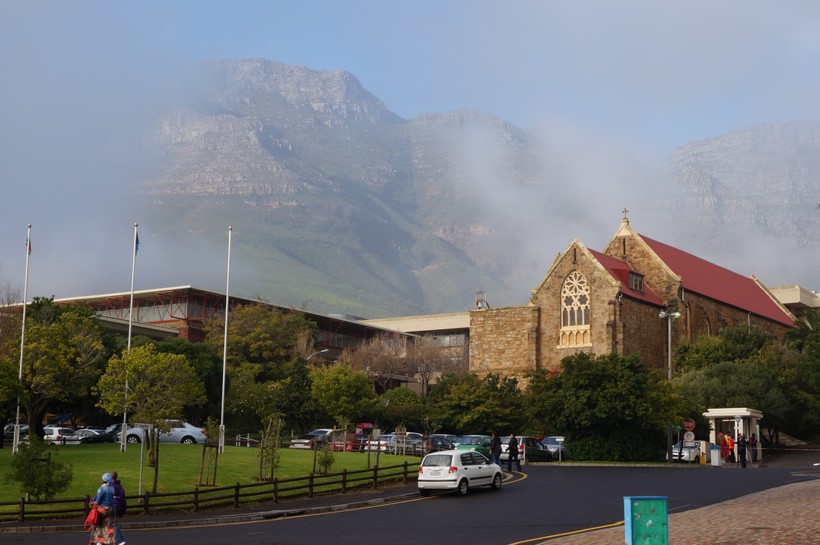 Church by a mountain range in South Africa