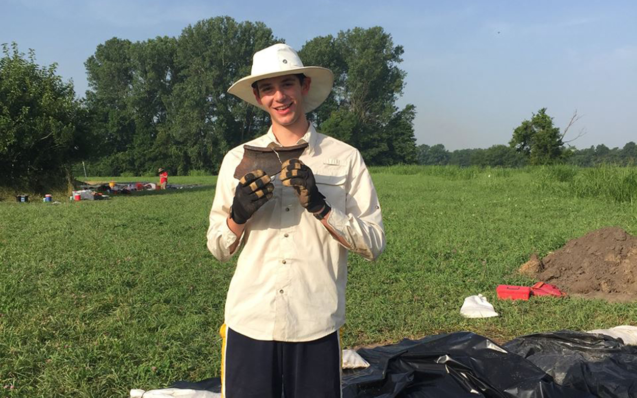  Jacob Friedrich poses for a lighthearted photo with the caption: Archeology to die for