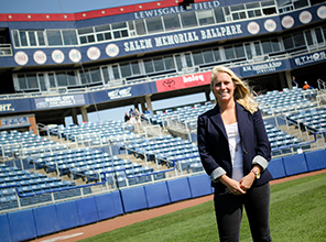 Student in a ballpark