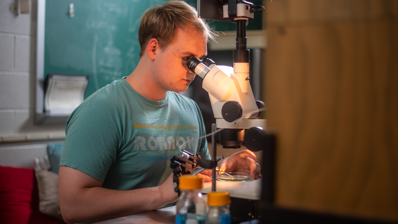 student in a lab
