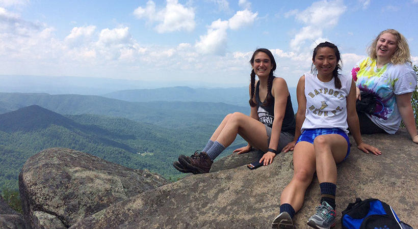 students hiking