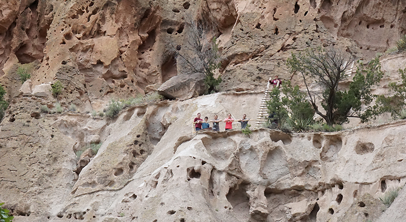 students hiking