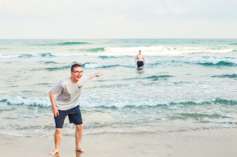 Students swimming in the Mediterranean Sea