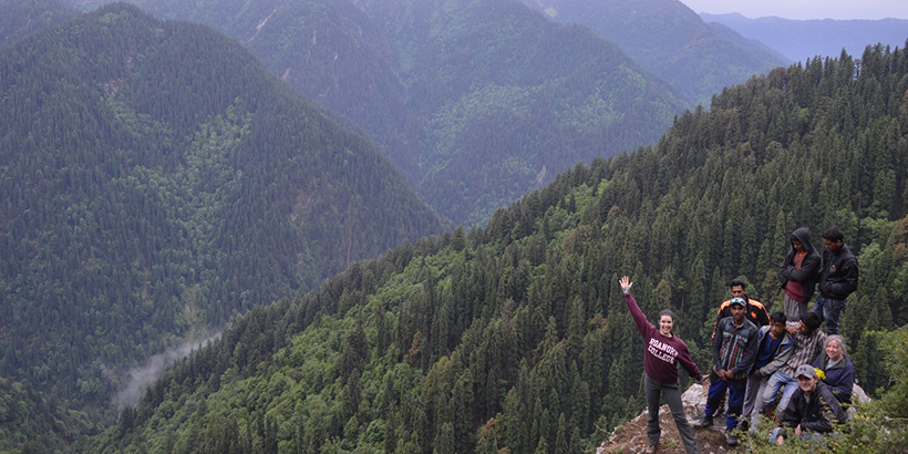 Students in the mountains in India