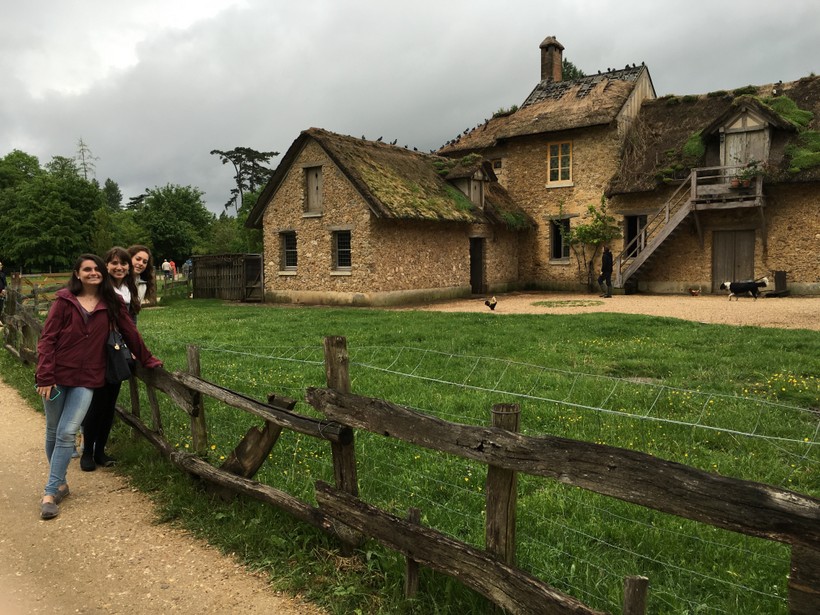 Students at an old farmhouse