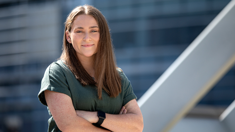 Student in nursing scrubs