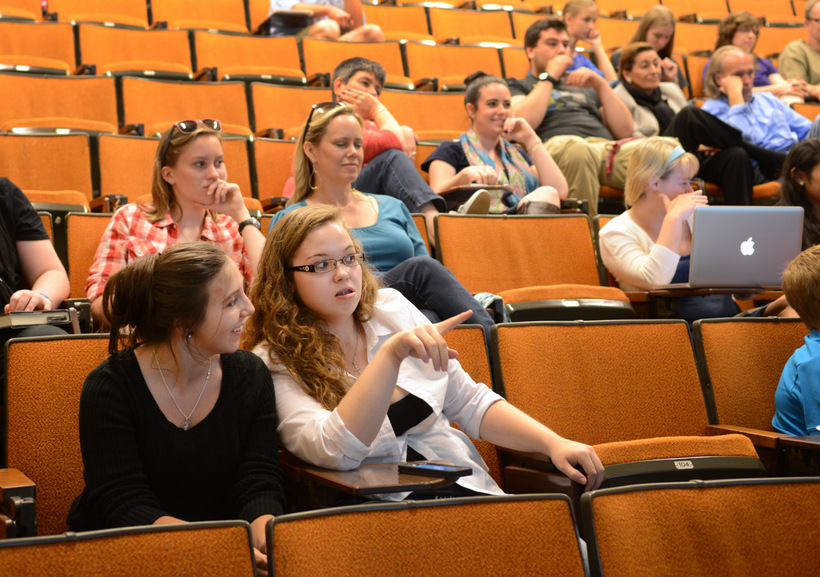 Students watching their professor