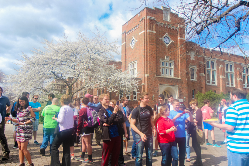 Students milling about