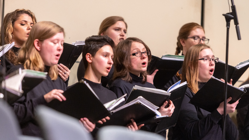 Roanoke College choir singing at a concert