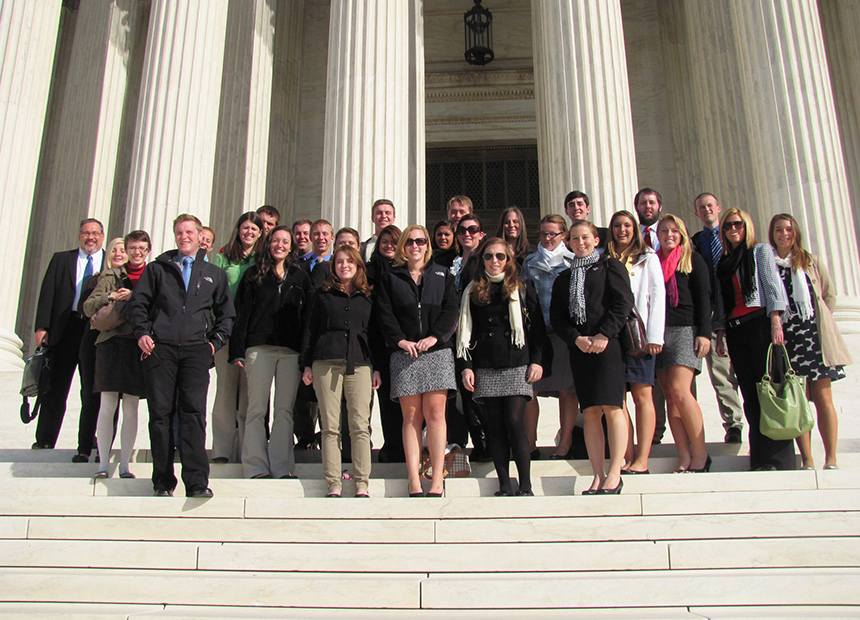 Students on the steps of the U.S. Supreme court
