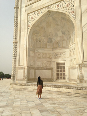 Student by the taj Mahal