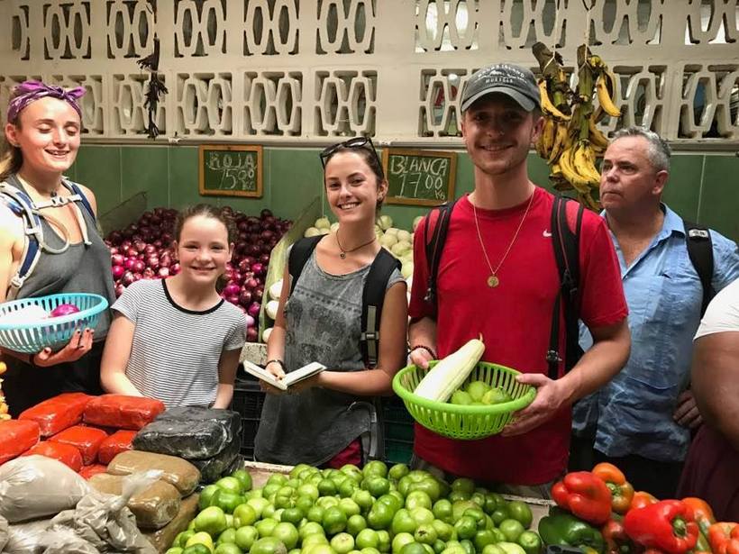 Students getting ready to eat food