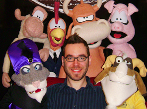 Philip Hatter pictured with his puppets