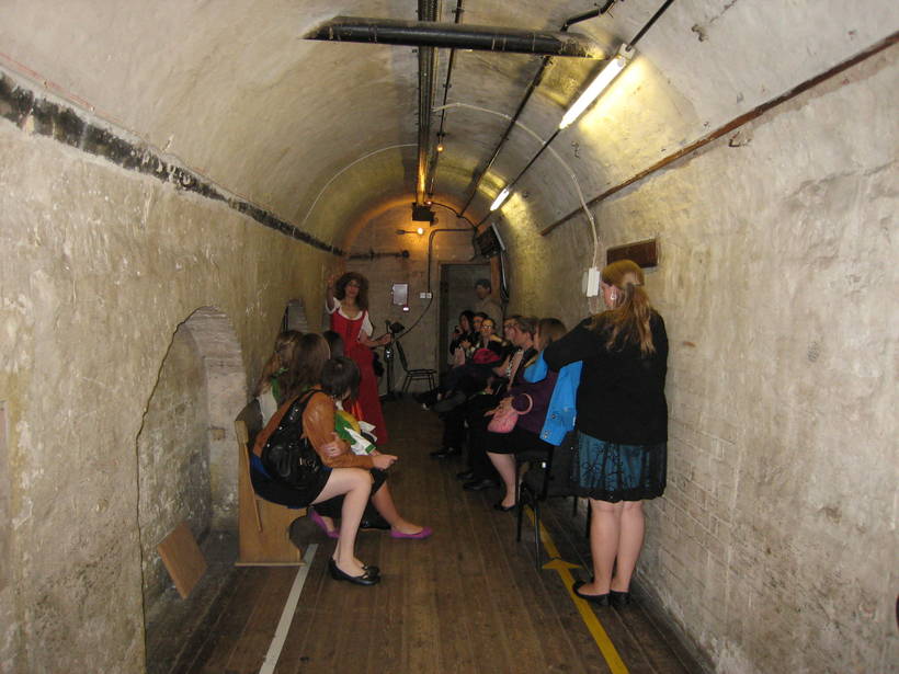 Students in a tunnel underground