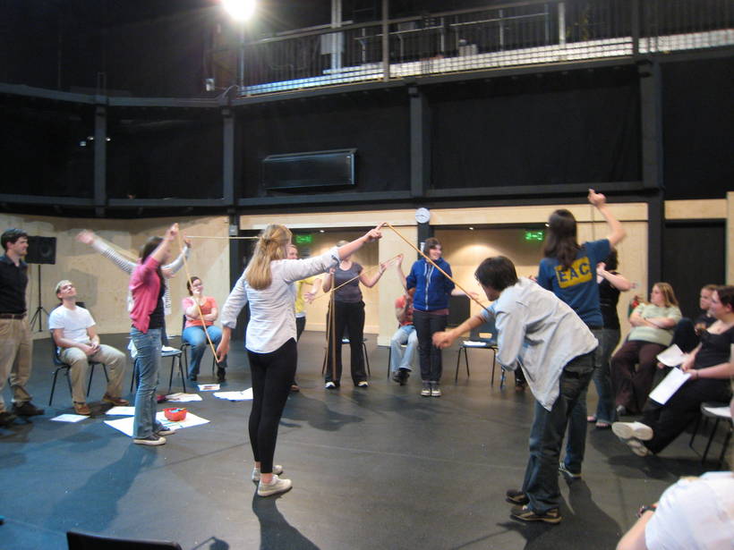 Students playing acting games