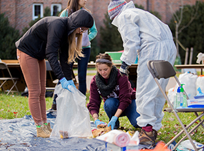 students conducting a trash audit