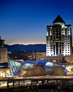 Shot of downtown roanoke at night